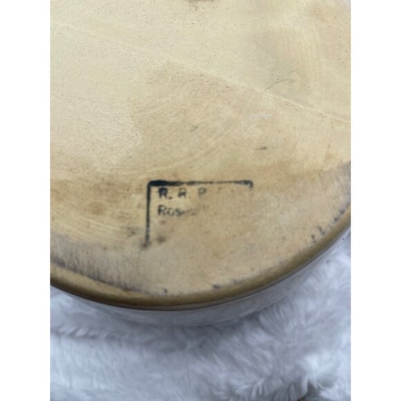 Vintage Roseville Ransbottom RRP McCoy Two Tone Stoneware Bean Pot Crock Lid & H - Picture 10 of 16